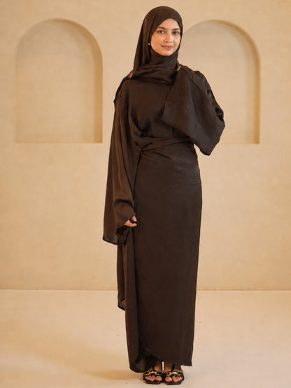 Modest Classic Drape 1 Piece Dress with Matching Dupatta