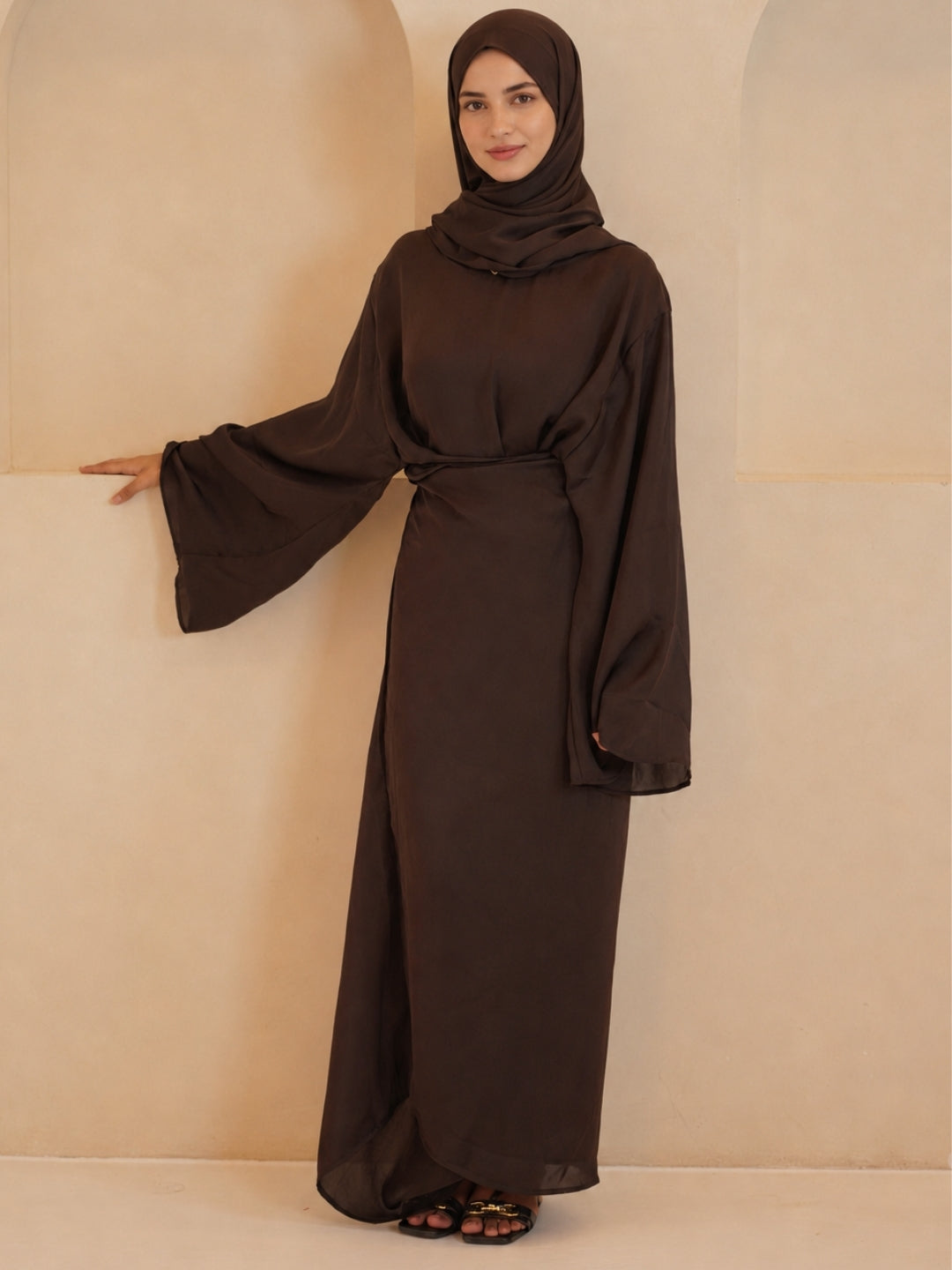Modest Classic Drape 1 Piece Dress with Matching Dupatta