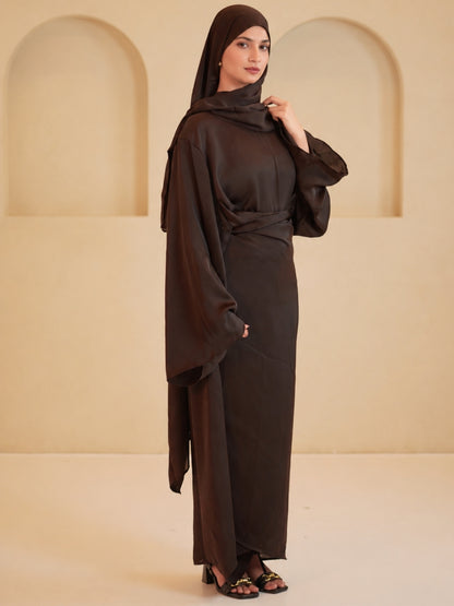 Modest Classic Drape 1 Piece Dress with Matching Dupatta