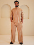 Men's Cotton Linen Essential Beige Kurta Sets