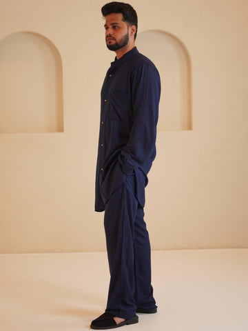 Front Open Cotton Linen Men’s Relax fit Kurta Set