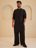 Men’s Cotton Linen Relax fit Kurta Sets-Black