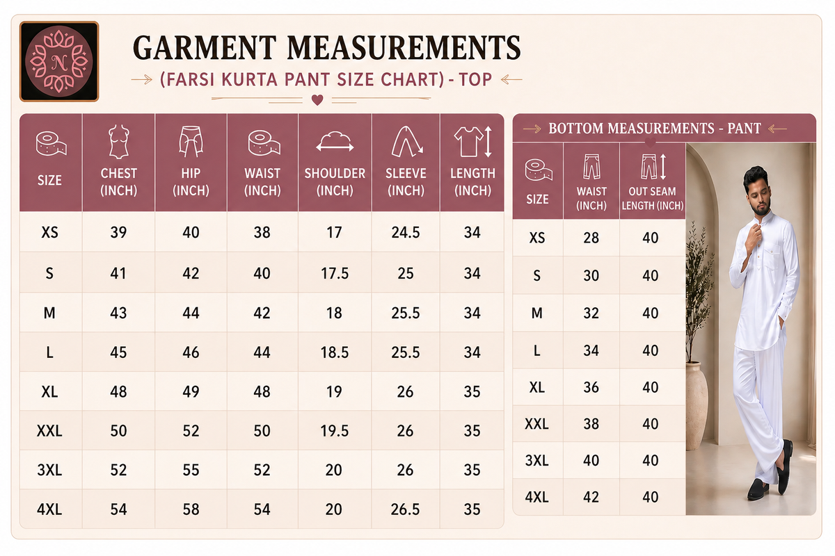 Product size chart
