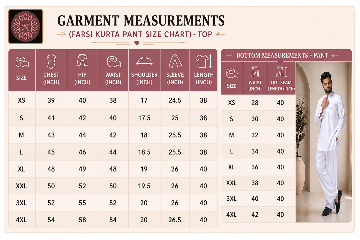 Product size chart