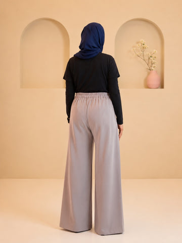 Women’s Modest Overlap Solid Light Grey Trousers