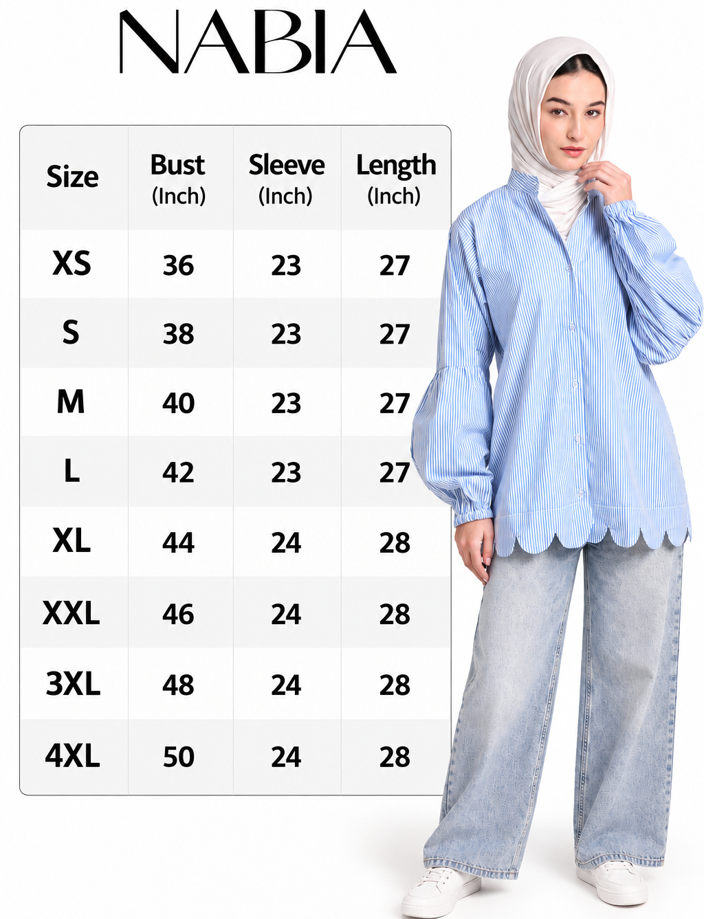 Product size chart