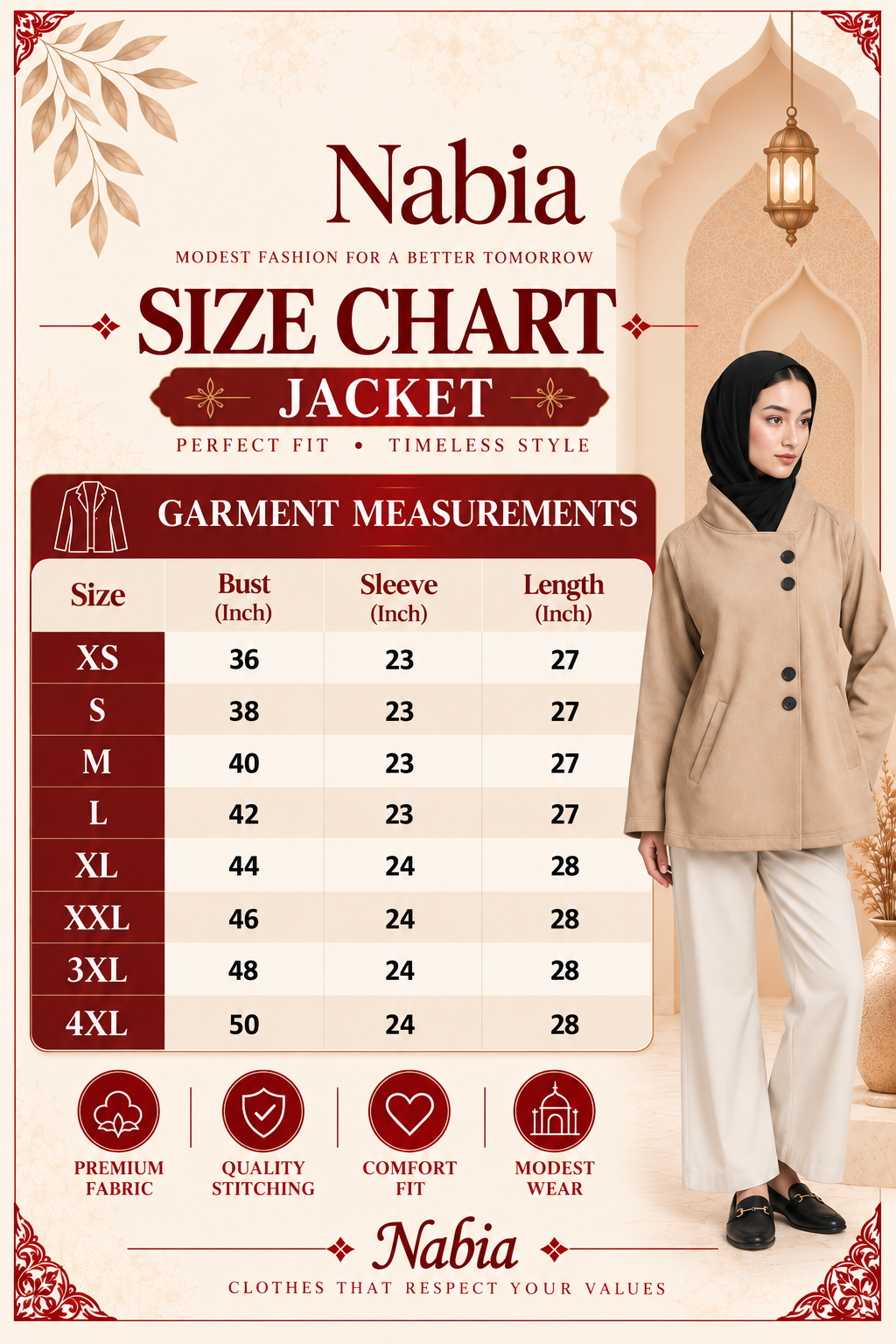 Product size chart