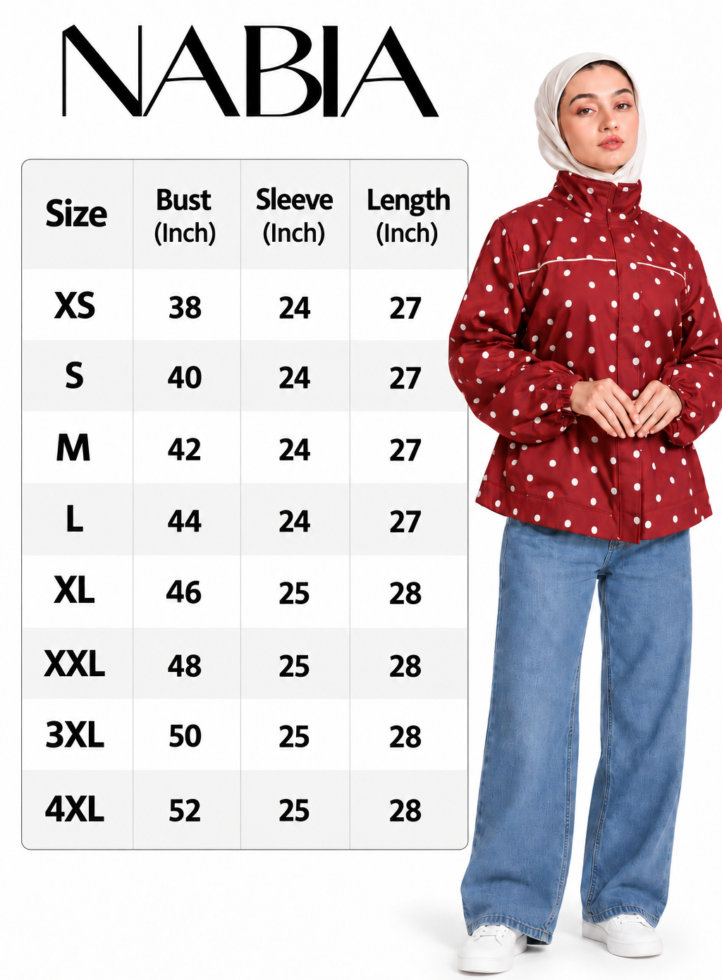 Product size chart