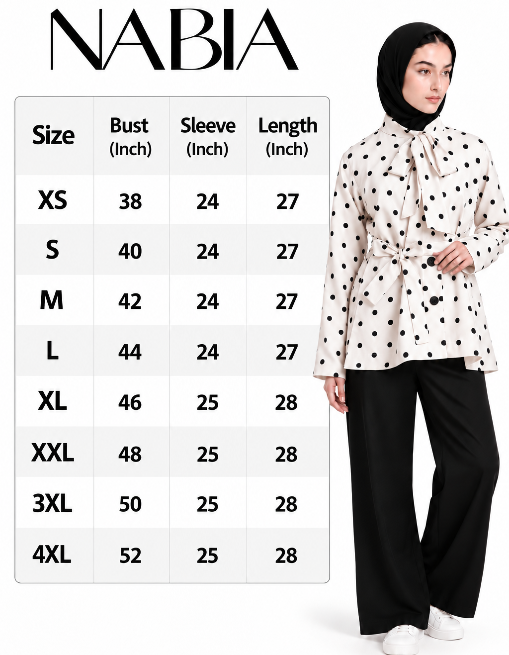 Product size chart