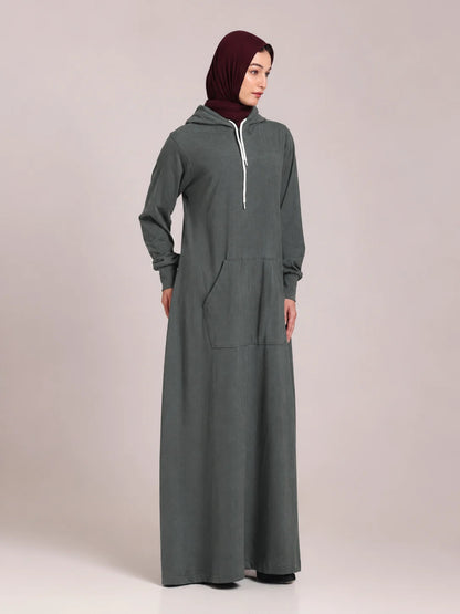Jersey Hoodie Abaya for Women – Dusty Sage Green Modest Wear