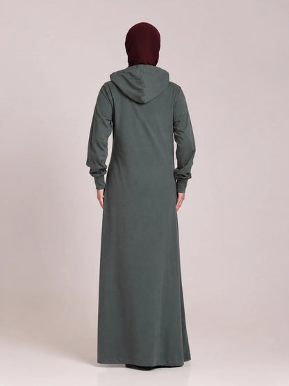 Jersey Hoodie Abaya for Women – Dusty Sage Green Modest Wear