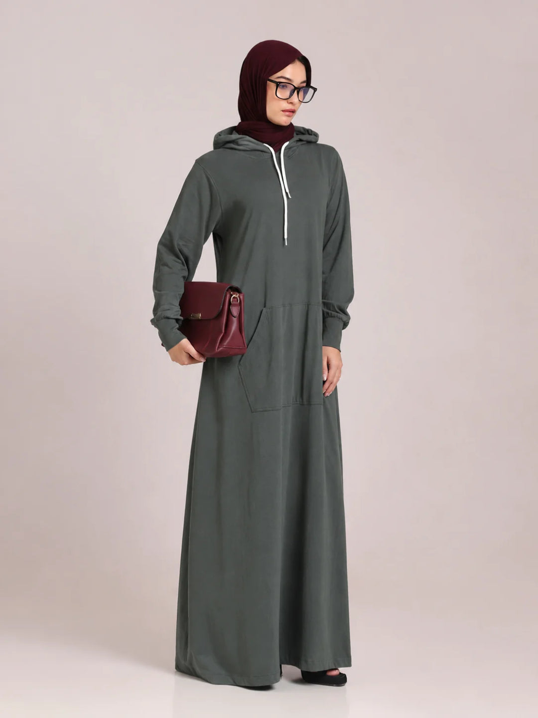 Jersey Hoodie Abaya for Women – Dusty Sage Green Modest Wear