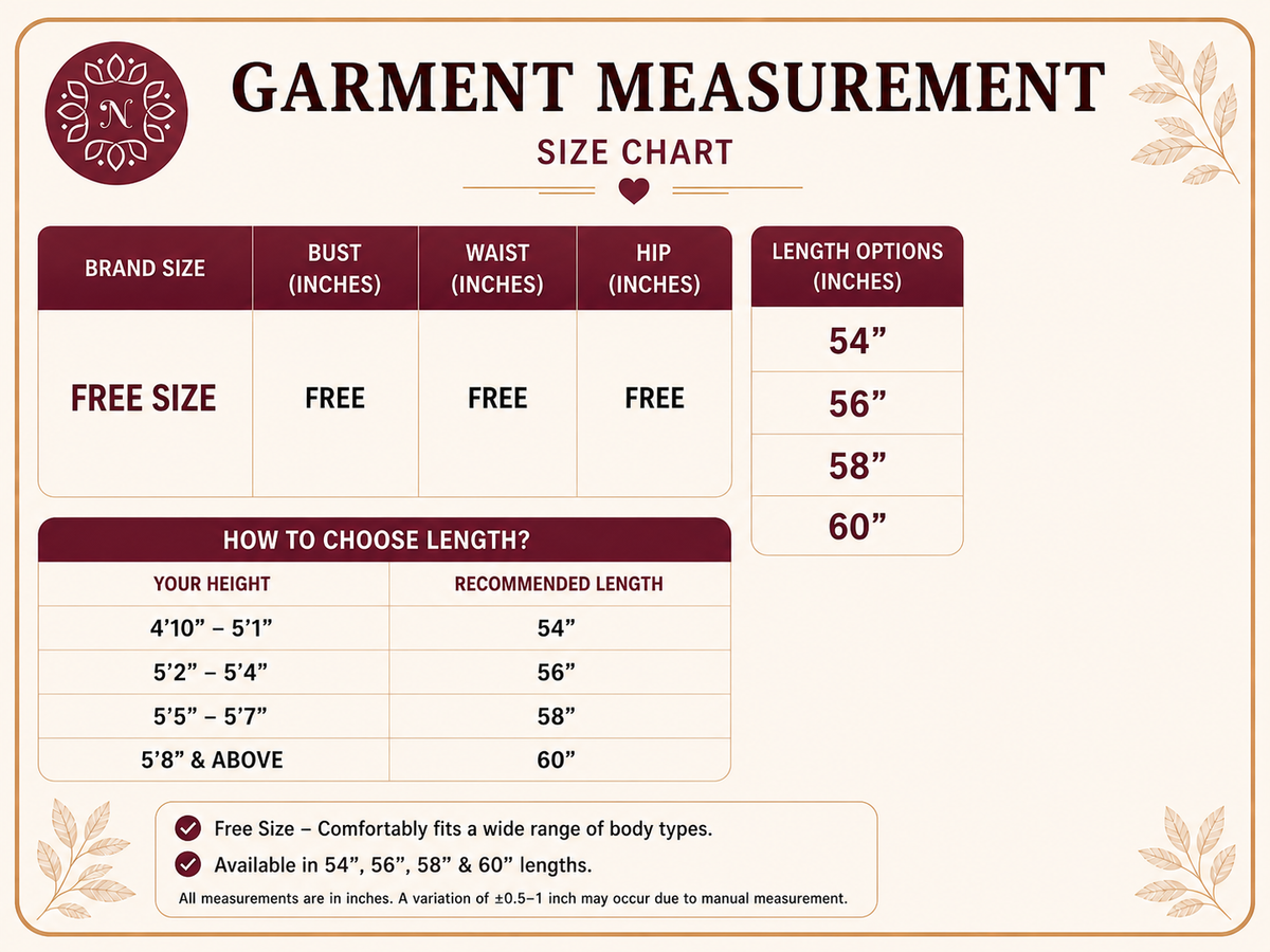 Product size chart