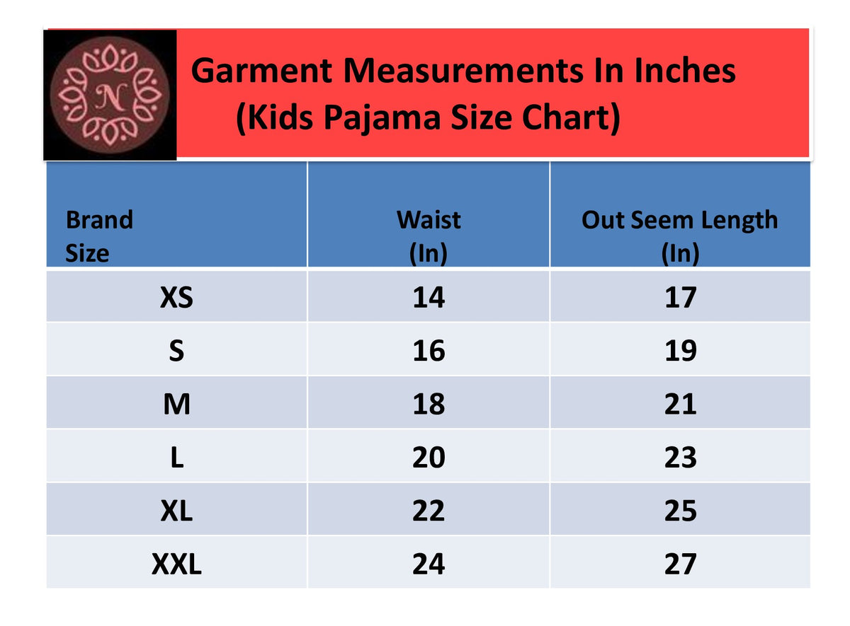 Product size chart