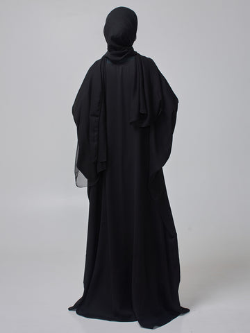 Modest Lace Abaya Burqa with Black Georgette Hijab