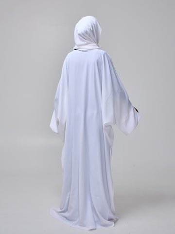 Modest White Free Size Lace Abaya Burqa with Matching Hijab