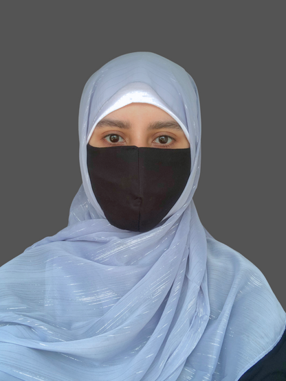 Nabia Bluish Grey Chiffon Metallic Shimmer Hijab