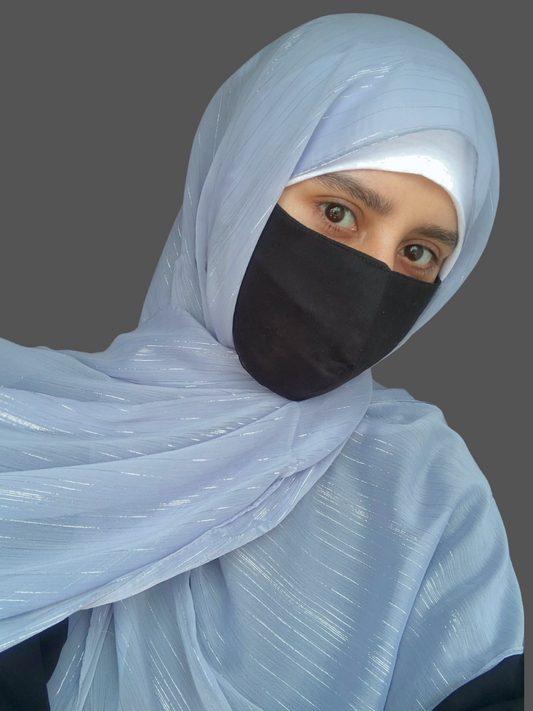 Nabia Bluish Grey Chiffon Metallic Shimmer Hijab
