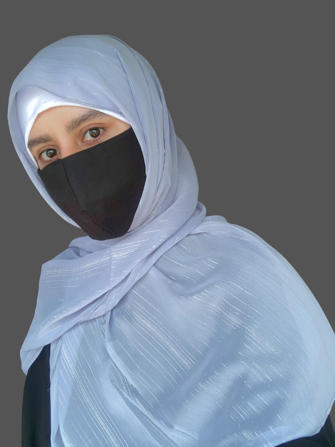 Nabia Bluish Grey Chiffon Metallic Shimmer Hijab