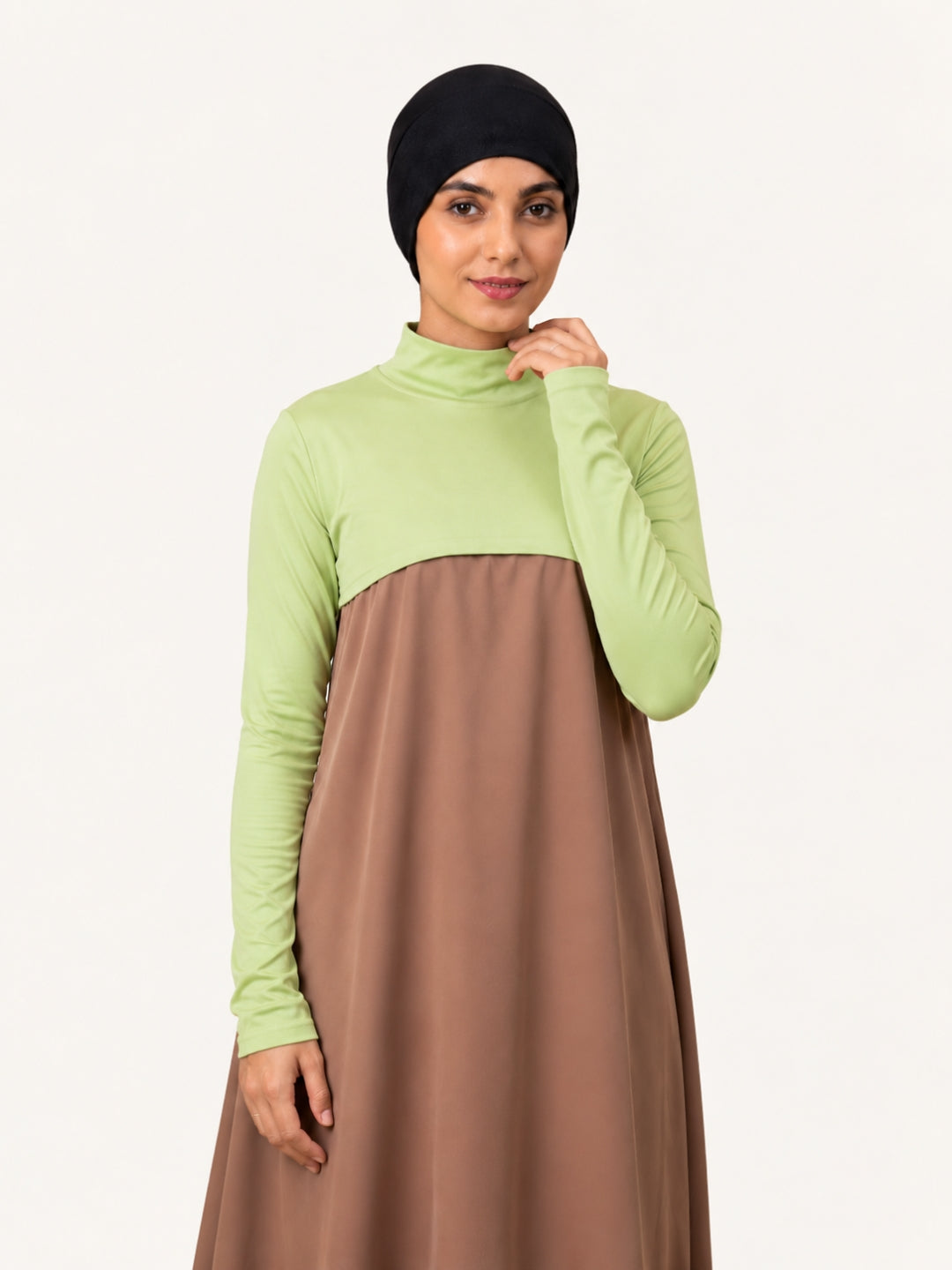 Women's Lime Green Solid Neck & Sleeve Extender