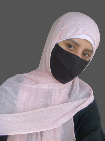 Nabia Light Pink Chiffon Metallic Shimmer Hijab