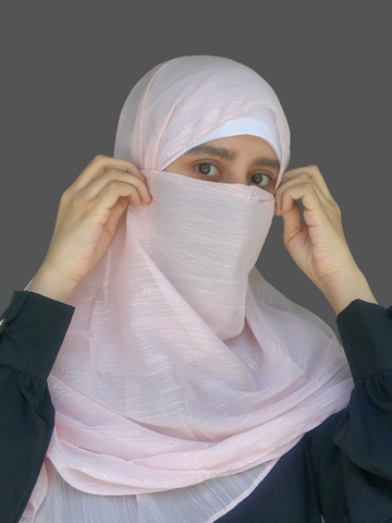 Nabia Light Pink Chiffon Metallic Women’s Shimmer Hijab