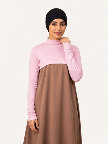 Women's Pink Solid Neck & Sleeve Extender
