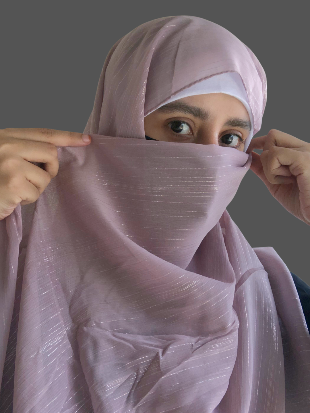 Nabia Lilac Color Chiffon Metallic Shimmer Hijab