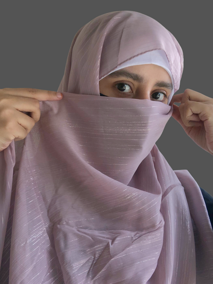 Nabia Lilac Color Chiffon Metallic Shimmer Hijab