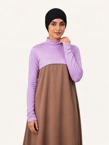 Women's Lavender Solid Neck & Sleeve Extender