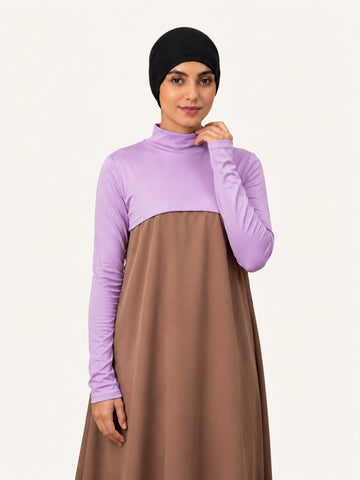 Women's Lavender Solid Neck & Sleeve Extender