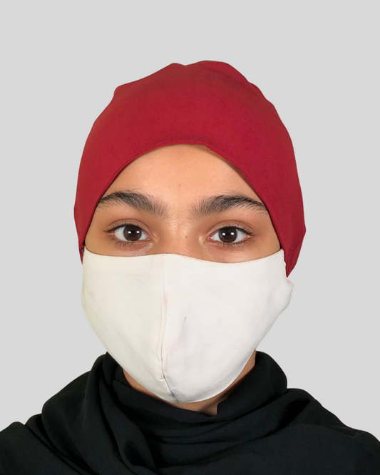 Plain Maroon Tie-Back Undercap Hijab