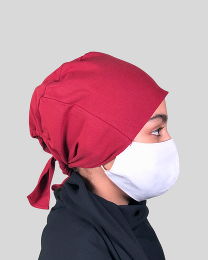 Plain Maroon Tie-Back Undercap Hijab