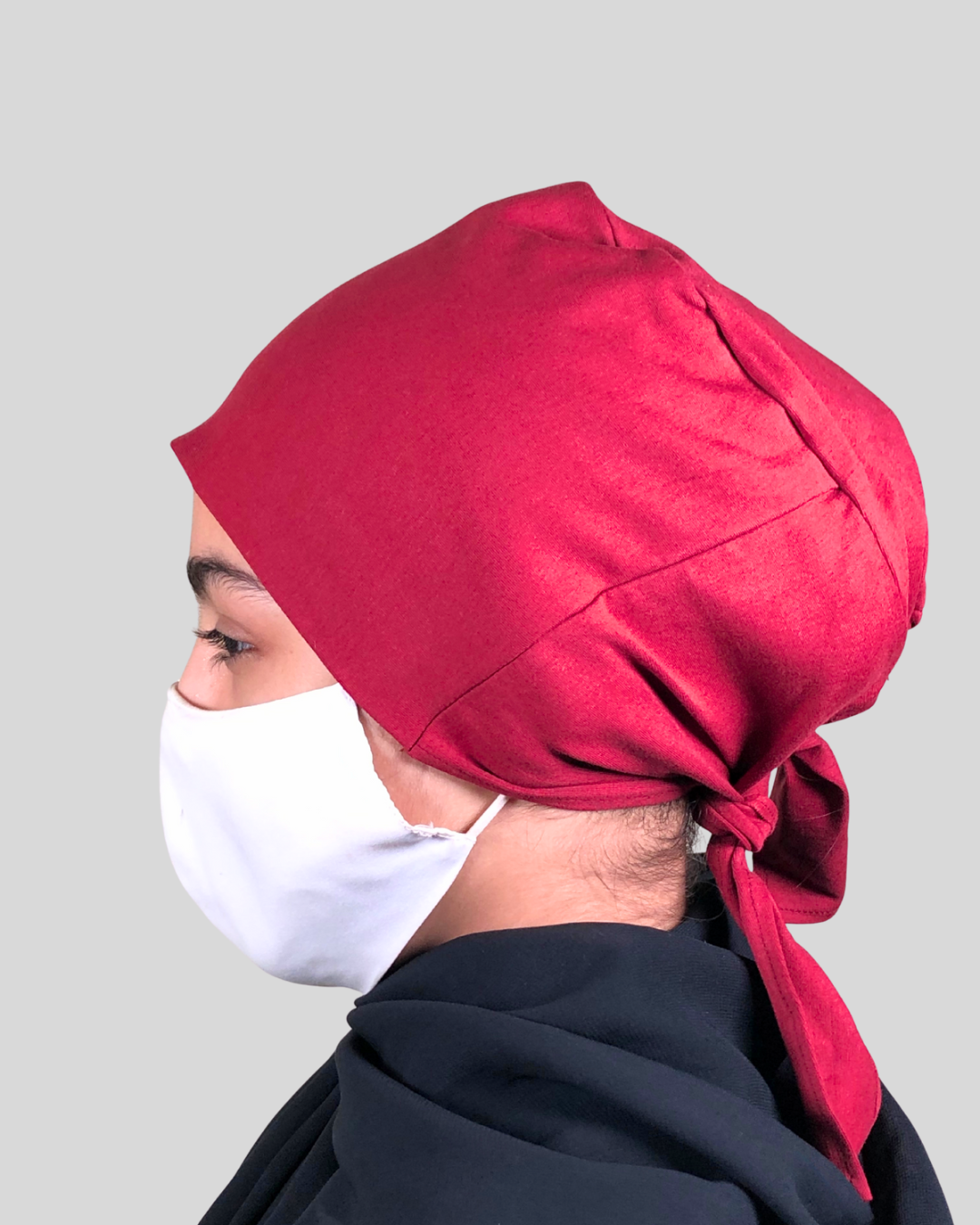Plain Maroon Tie-Back Undercap Hijab