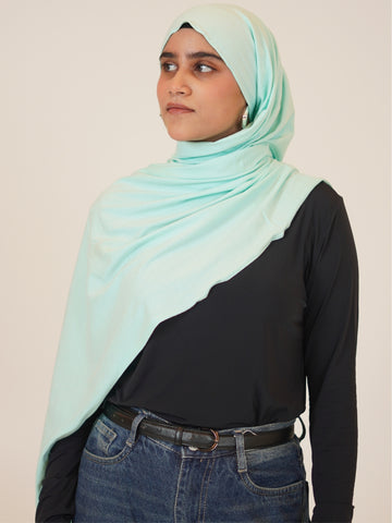 Women's Mint Green Solid Viscose Jersey Hijab