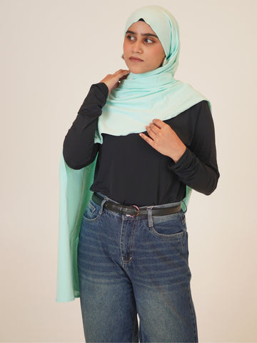 Women's Mint Green Solid Viscose Jersey Hijab