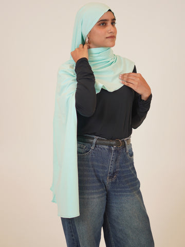 Women's Mint Green Solid Viscose Jersey Hijab