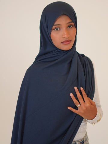 Women’s Navy Blue Solid Viscose Jersey Hijab