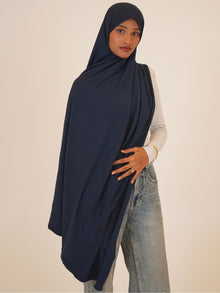Women’s Navy Blue Solid Viscose Jersey Hijab