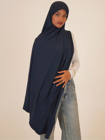 Women’s Navy Blue Solid Viscose Jersey Hijab