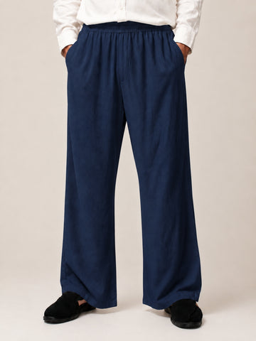 Men’s Solid Navy Blue Farsi Pants