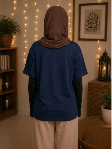 Modest Navy Blue Sabr T-Shirt for Women