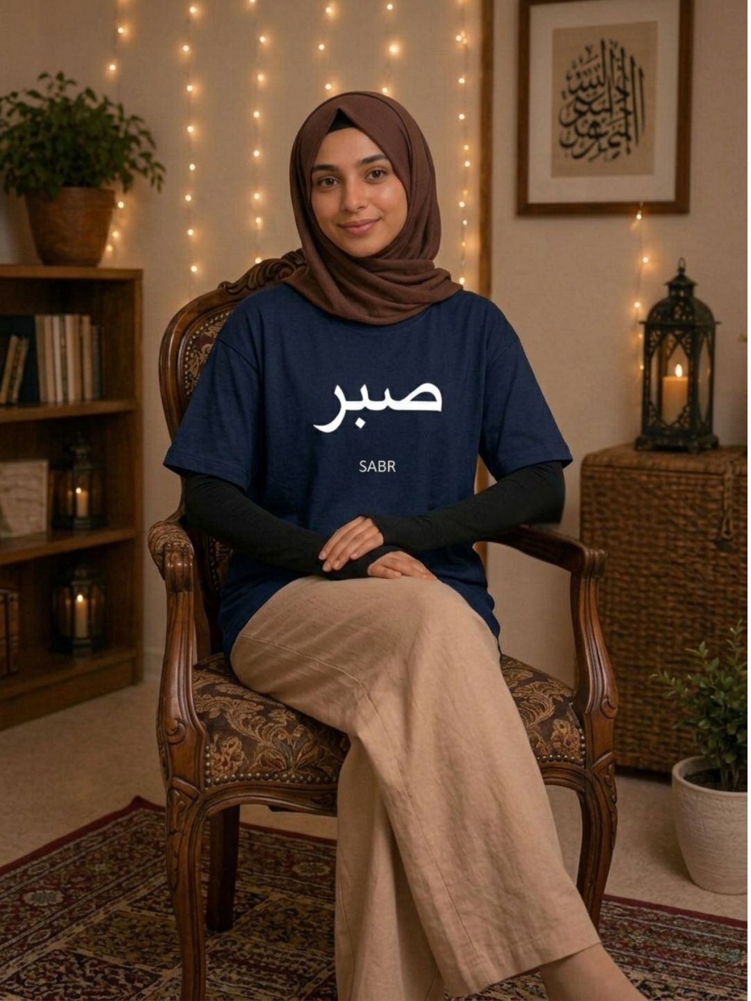 Modest Navy Blue Sabr T-Shirt for Women