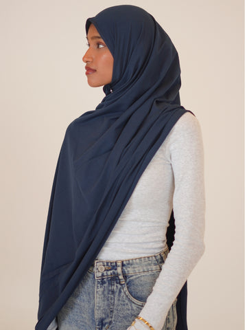 Women’s Navy Blue Solid Viscose Jersey Hijab