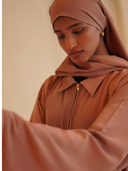 Modest Casual Rust Abaya for Women with Matching Dupatta