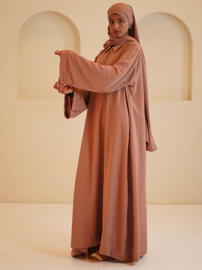 Modest Casual Rust Abaya for Women with Matching Dupatta