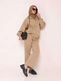Women’s Beige Hooded Fleece Co-Ord – Modest Winter Wear Set