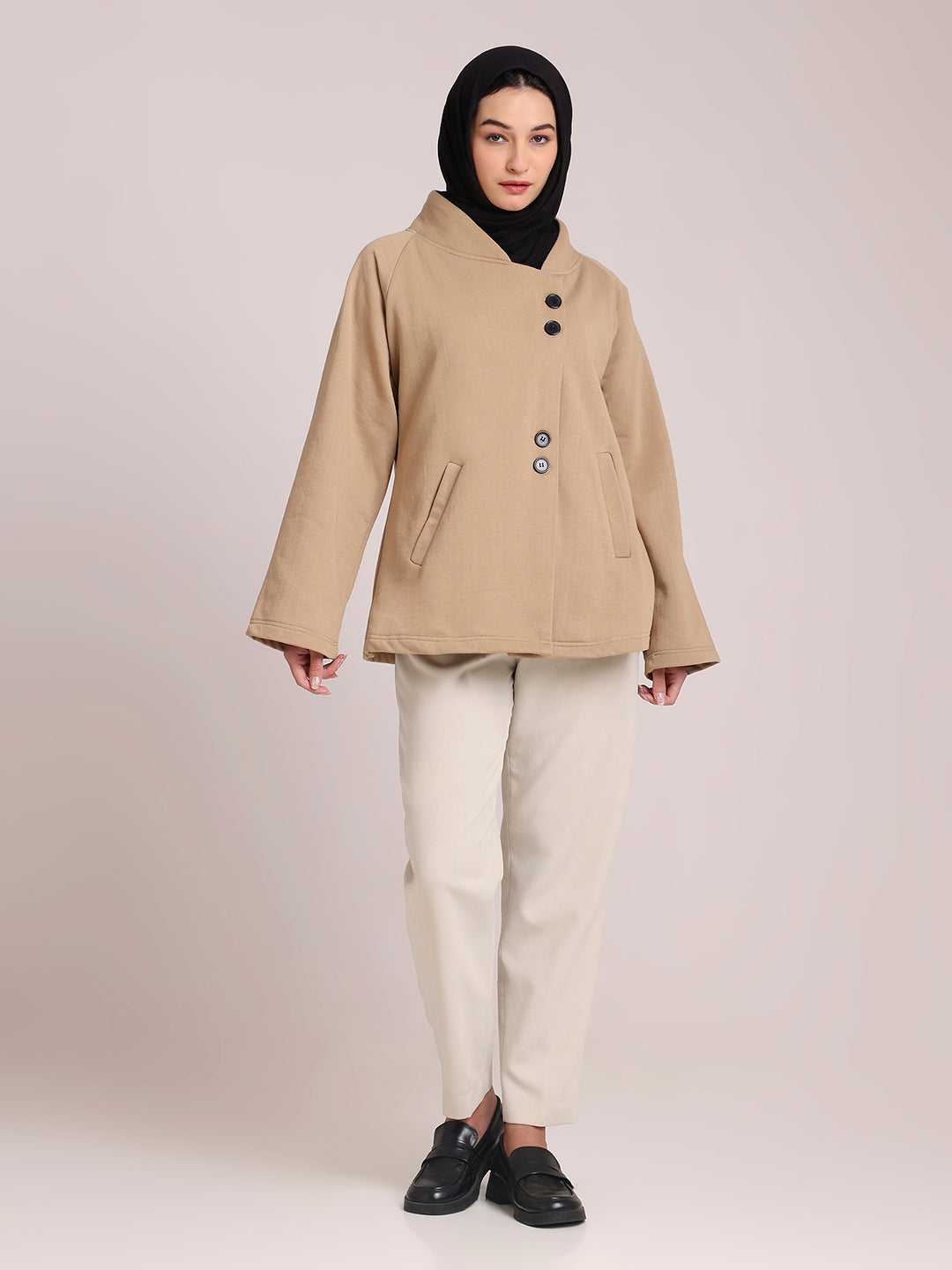 Women’s Beige Fleece Jacket– Modest Winter Wear