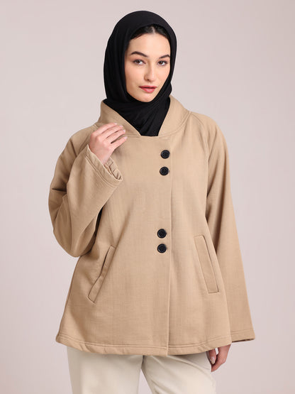 Women’s Beige Fleece Jacket– Modest Winter Wear