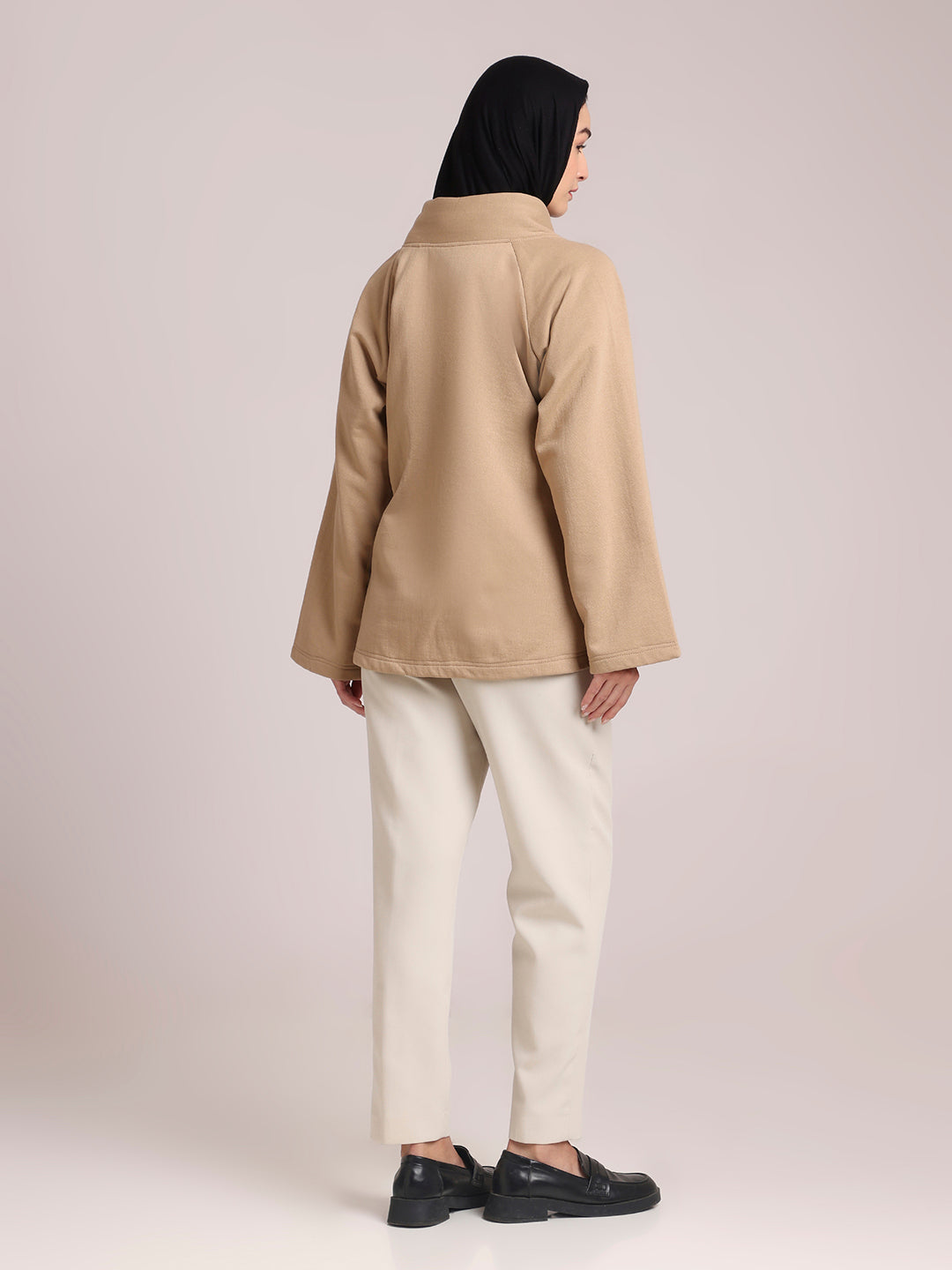 Women’s Beige Fleece Jacket– Modest Winter Wear